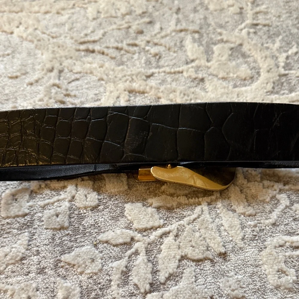 Vintage Stylish Black Belt with Gold Buckle